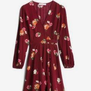 ASTR the label burgundy floral Lisandra wrap dress NWT